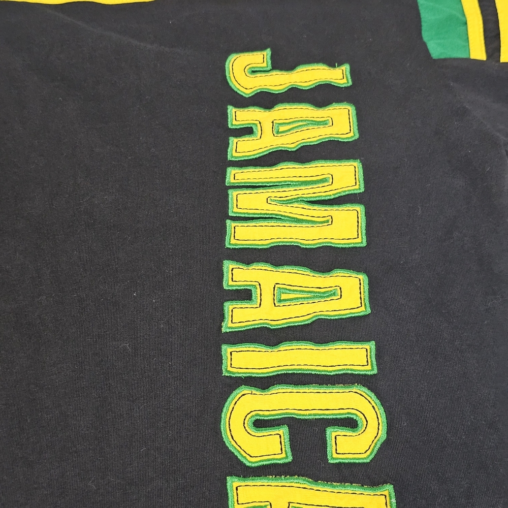 Jamaica Vintage Embroidered T-shirt Black Green Yellow Size XXL - Picture 5 of 10